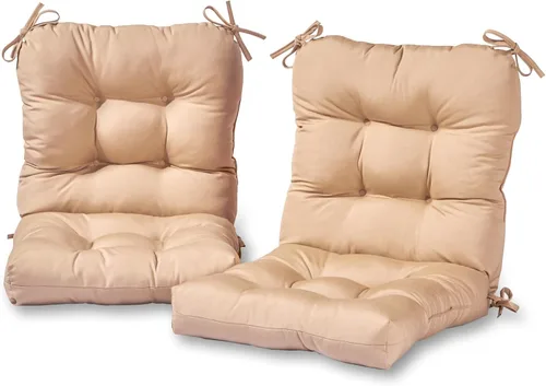 Vista 38 de Cojines para silla de exterior con bisagras, diseño de una sola pieza, cojín reversible para asiento y respaldo de patio con lazos, tela de Aloha