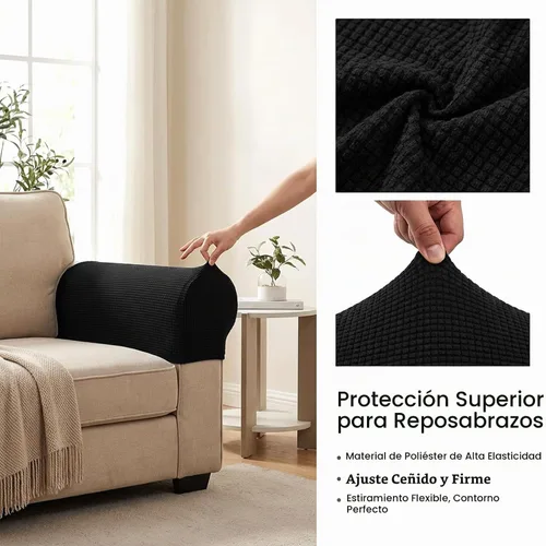 Vista 3 de RAINFLOW Juego de 2 fundas elásticas para reposabrazos de sofá