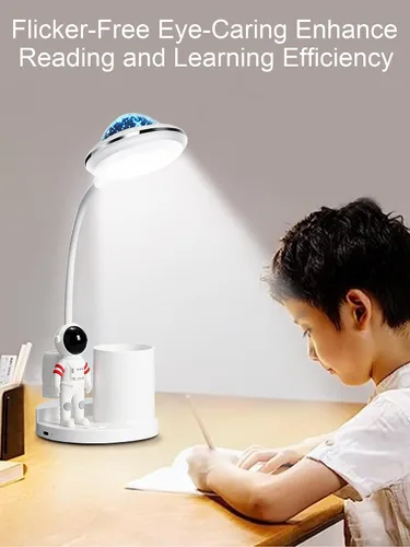 Vista 9 de Lámpara de escritorio de astronauta para niños, proyector espacial de estrellas, lámparas de cohete espacial Astronaut Lights with Pen