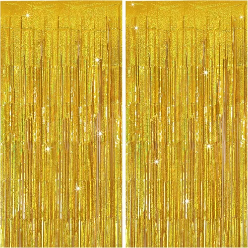 Vista 23 de Cortina de oropel con flecos negra para decoración de fiesta de cumpleaños, 2 paquetes, cortina de fiesta con purpurina, decoraciones de fiesta