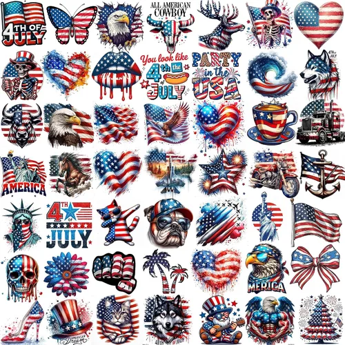 Vista 4 de 49 tatuajes patrióticos estadounidenses 4 de julio, Día de la Independencia, tatuajes temporales conmemorativos para veteranos, decoración del Día