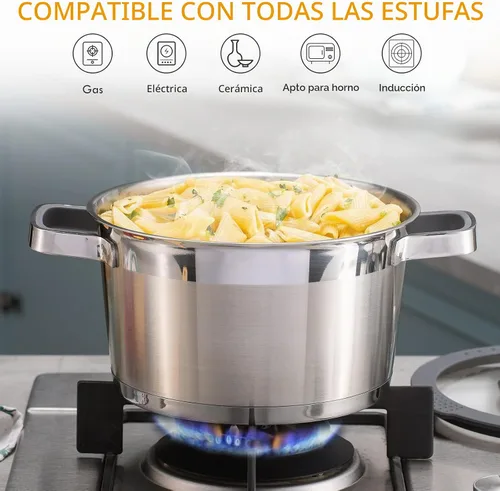 Vista 4 de MARSKITOP Olla de 3 cuartos de galón con tapa, olla de pasta de acero inoxidable 18/8