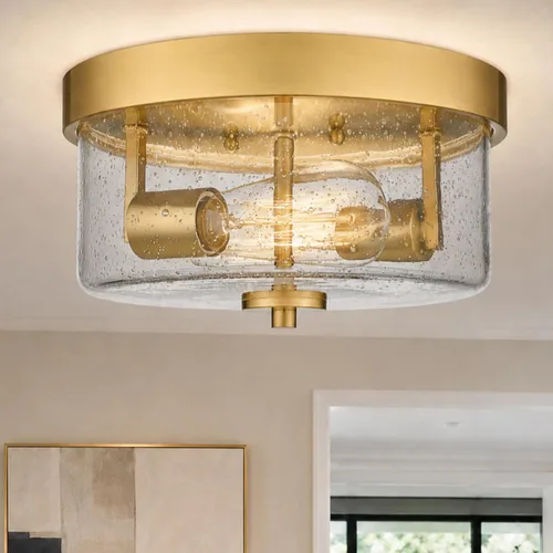 Vista 9 de Emak FM082-BN - Lámpara de techo de níquel cepillado de 2 luces, de 11 pulgadas, con pantalla de vidrio semillado para dormitorio, sala de estar