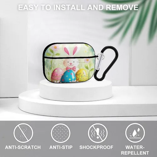 Vista 3 de Spring Happy Easter Holiday Headphone Cover for AirPods Pro 2nd 1st Generation Case Cover with Keychain, Shockproof Hard Shell Protective Case for