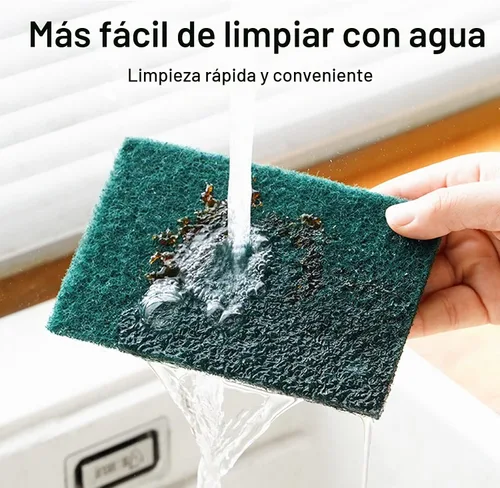 Vista 5 de Esponjas de limpieza pesadas antiarañazos, esponja de limpieza de platos, herramienta de limpieza reutilizable verde para el hogar, para cocina