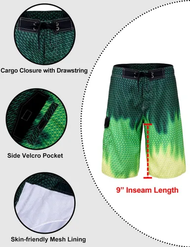 Vista 4 de unitop Traje de baño para hombre, ropa de playa de secado rápido, estampado hawaiano