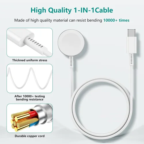 Vista 5 de Gyusity Cargador magnético para iWatch 1 en 1 a cable USB C de 3 pies