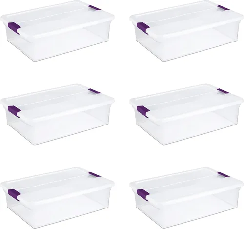 Vista 9 de Sterilite ClearView - Paquete de 4 cajas de cierre ClearView de 60 cuartos de galón, contenedores organizadores con ruedas con tapas de pestillo