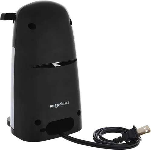 Vista 4 de Amazon Basics - Abrelatas eléctrico 3 en 1, abridor de botellas y afilador de cuchillos, con cuchilla de acero inoxidable, soporte magnético