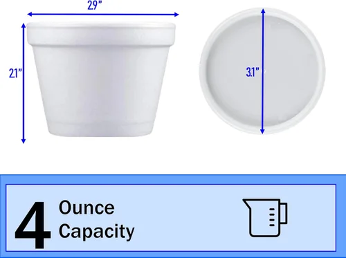 Vista 2 de Mr Miracle Tazón de espuma con tapa para alimentos fríos y calientes, recipiente de sopa desechable de 4 onzas con tapa ventilada, ideal