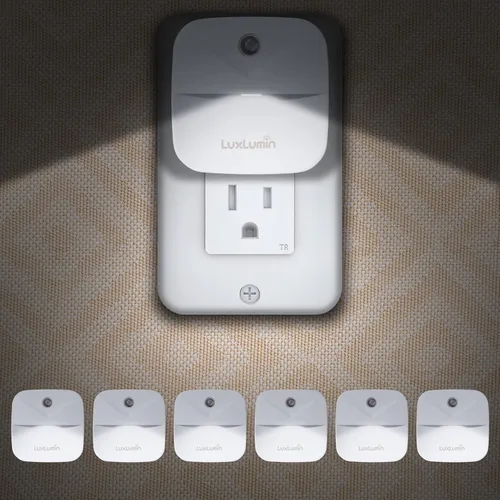 Vista 7 de LuxLumin Las luces LED nocturnas se enchufan a la pared con sensor de atardecer a amanecer, se encienden y apagan automáticamente, luz nocturna
