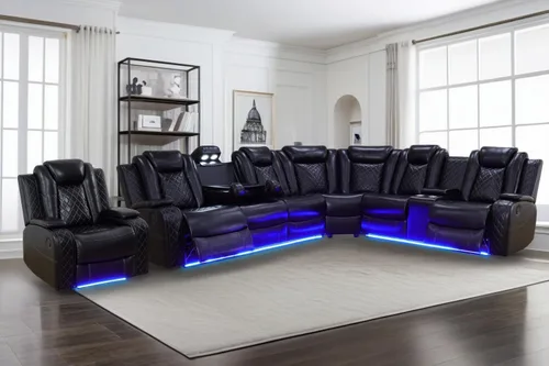 Vista 9 de A Ainehome Juego de sofá modular reclinable eléctrico con luz LED, sofás seccionales de cuero, juegos de muebles de sala de estar, juegos de sofá