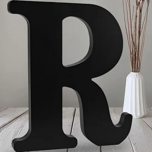 Vista 25 de AOCEAN Letras de madera negra de 12 pulgadas Letras de madera sin terminar para Halloween Letras decorativas de pie Rebanadas Tablero
