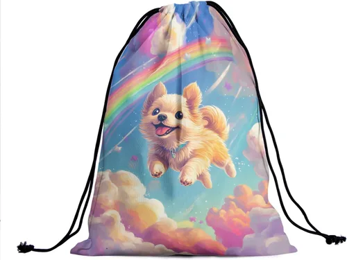 Vista 233 de Bolsa de agarre de gimnasia de piel de animal, bolsa de gimnasia con cordón ajustable, bolsa de cuerda para fauna silvestre, Mariposas Galaxy