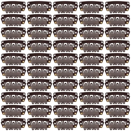 Vista 9 de 50 pinzas para extensiones de cabello de 1.260 in, 9 dientes para extensiones de cabello y extensiones de cabello (negro)