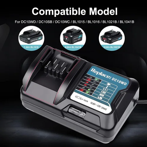Vista 2 de DC10WD BL1015 Cargador de batería de repuesto para MAKITA 10.8V 12V BL1016 BL1021B BL1041B FD05 DT03 RJ03Z SH02Z PH04Z DC10SB cargador
