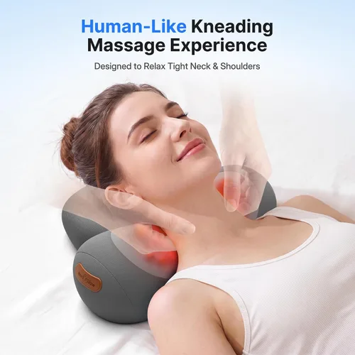 Vista 2 de Shiatsu - Almohada masajeadora de cuello con masaje, calor y tracción Gris