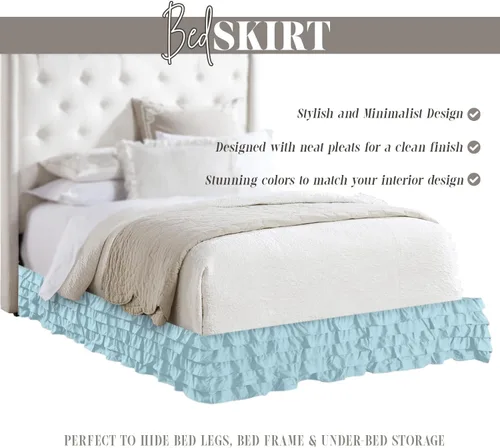 Vista 4 de Elegant Comfort Leila Collection - Falda de cama con múltiples volantes, 1500 hilos por pulgada cuadrada, calidad egipcia, con volantes antipolvo