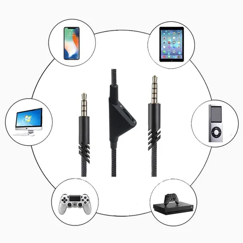 Vista 3 de Cypher.V Cable de repuesto para auriculares Astro A40 A40TR A10, cable trenzado auxiliar compatible con Xbox-One PC Ps4, etc. con control de volumen