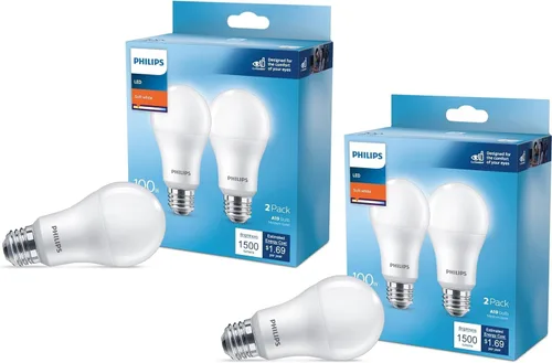 Vista 14 de PHILIPS LED 40W A19 4-Pack Basic Soft White (2700K) 450 Lumen (6.5W = 40W) Frosted Flicker-Free Light Bulbs