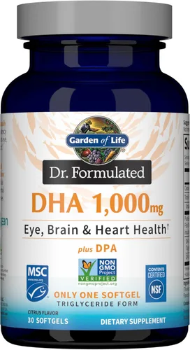 Vista 2 de Garden of Life Aceite de pescado DHA de 1000 mg + 30 mg de suplementos de zinc para la salud de los ojos, el cerebro, el corazón, el sistema