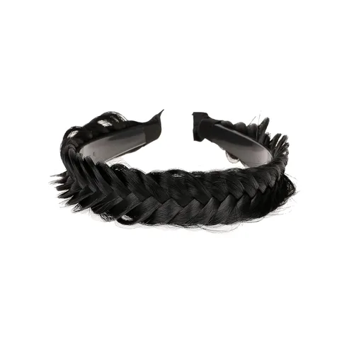 Vista 5 de Diadema trenzada de pelo sintético, aro de pelo clásico, grueso, ancho, trenzado, peluca de trenzas esponjosas, accesorio de belleza para mujeres
