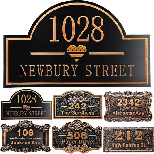 Vista 11 de Placa personalizada de dirección de casa de 12 pulgadas, números fundidos para exteriores, placa de señal de dirección personalizada con nombre