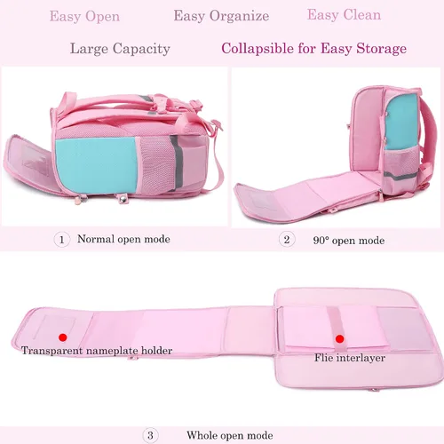 Vista 3 de Mochila escolar para niñas con lonchera para niñas y mochila para libros preescolares primaria