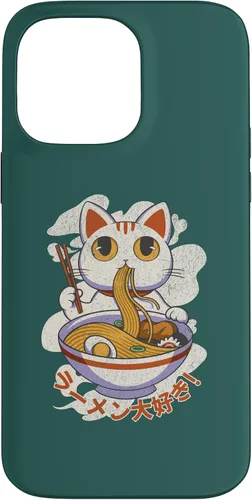Vista 20 de Funda linda para iPhone 11 Chinese Lucky Cat Eating Ramen noodle lover anime Japón