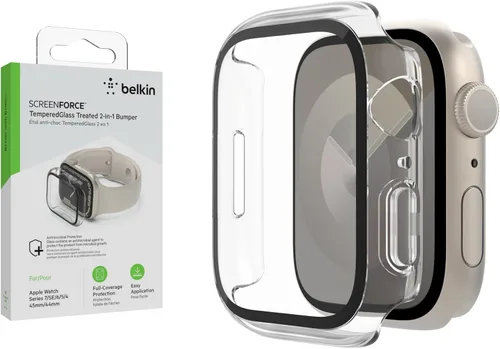 Vista 7 de Belkin ScreenForce - Protector de pantalla para Apple Watch 8 (1.772 in), color negro Protección de vidrio templado, compatible con Apple Watch
