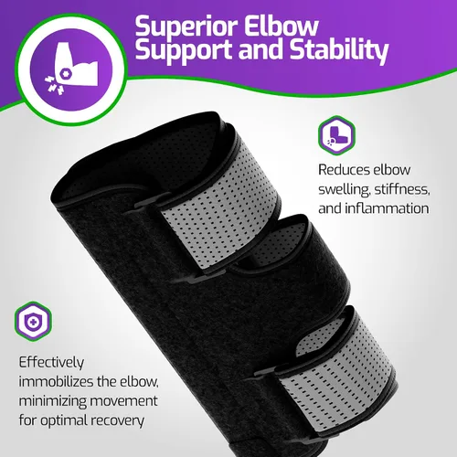 Vista 2 de MARS WELLNESS Inmovilizador universal de codo, ajustable, soporte de túnel cubital para codo de tenis, lesiones del nervio cubital esguinces