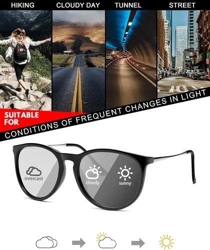 Vista 5 de TJUTR Gafas de sol fotocrómicas de gran tamaño para mujer con lente polarizada para exteriores, protección UV que reducen la fatiga al conducir