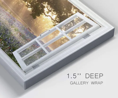 Vista 6 de Renditions Gallery Komorebi - Arte de pared con ventana, luz del sol que brilla a través de las hojas de los árboles, hermosa naturaleza, decoración
