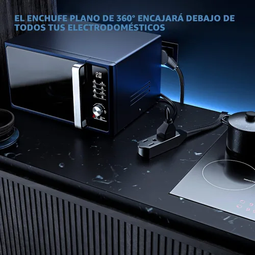 Vista 8 de Maximm Cable de extensión de enchufe plano giratorio de 360°, 0.3 m, 16 AWG, múltiple, extensión de salida, cable de conexión a tierra de 3 puntas
