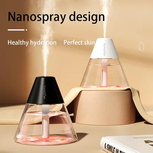 Vista 9 de INVODA Mini humidificadores, 8.8 fl oz USB Personal Cool Mist Humidificador lindo volcanes de escritorio humidificador de aire silencioso Luz