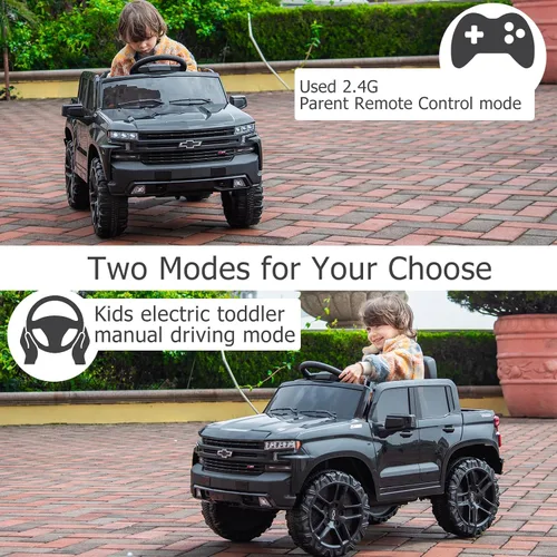 Vista 3 de 12V Camioneta de Juguete Eléctrico para Niños con Batería, 4 Ruedas, con Control Remoto para Padres, Chevrolet Silverado, Camiones para Niños