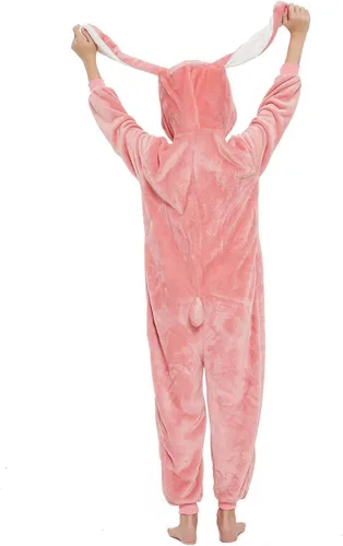 Vista 4 de ABENCA Pijama de conejo de Pascua para niñas, de dibujos animados, de una pieza, de animales, Halloween, Navidad, cosplay Conejito A-rosa