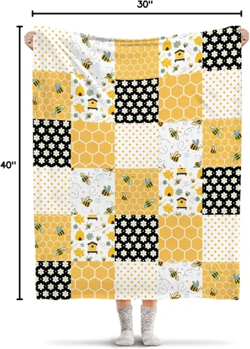 Vista 8 de Manta de franela ligera de abeja, regalos para niñas y mujeres en todas las estaciones, manta para cama, sofá, 30 x 40 pulgadas, para bebé/mascotas