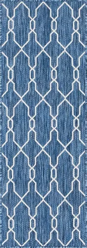 Vista 11 de Unique Loom Outdoor Trellis Collection - Alfombra de área con diseño de enrejado (2 x 6 pies 1 pulgada, azul/marfil)