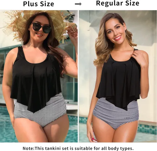 Vista 2 de SuperPrity trajes de baño de dos piezas para mujer, prenda superior con volantes, prenda inferior con cintura alta