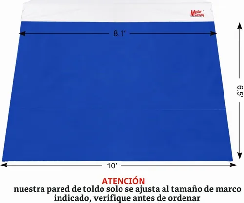 Vista 3 de MASTERCANOPY Pared lateral del toldo para tienda de campaña de 10x10 de pierna inclinada, 1 unidad, azul