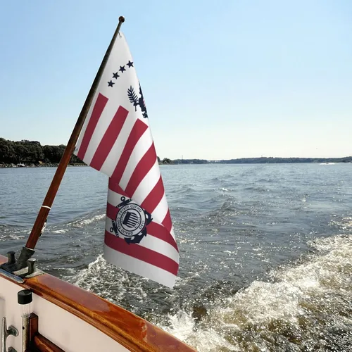 Vista 8 de Ensign of the United States Coast Guard (1915-1953) Bandera de 3 x 5 pies, poliéster duradero de doble cara, divertida pancarta decorativa