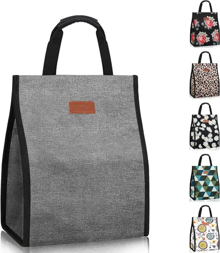 Vista 20 de Bolsas de almuerzo para mujer, aisladas, reutilizables, con bolsillo interno, bolsa de almuerzo para adultos para el trabajo