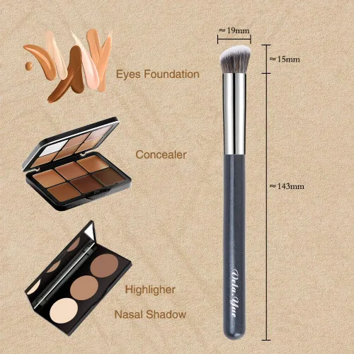 Vista 5 de Juego de 2 brochas de maquillaje para base, para difuminar, pulir, líquido, crema