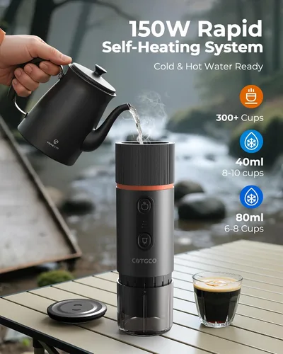 Vista 3 de cafetera espresso portátil (negro)