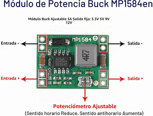 Vista 2 de 6PCS MP1584 MP1584EN DC-DC 3A Voltaje Ajustable Buck Convertidor Mini Voltaje Fuente de Alimentación Step Down Module 24V a 12V 9V 5V 3V