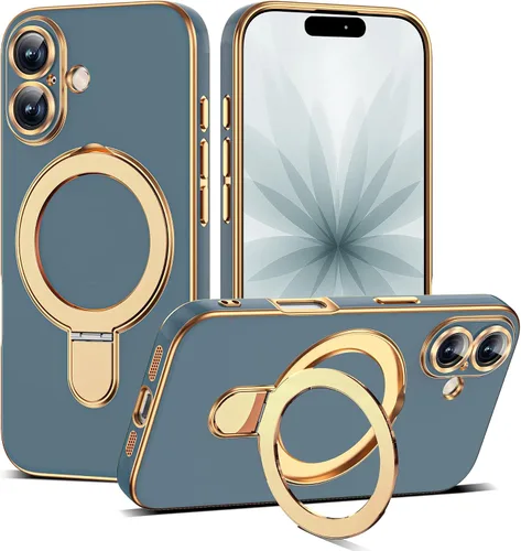 Vista 173 de Funda compatible con iPhone 12 con soporte de anillo magnético invisible [compatible con Mag-Safe] [Protector completo de lente de cámara] Funda