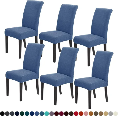 Vista 49 de Joccun - Juego de 2 fundas para sillas de comedor, fundas elásticas para sillas de comedor, fundas de asiento para sillas de comedor, funda de Negro