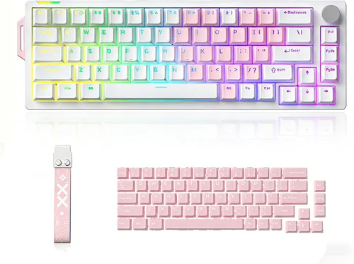Vista 11 de 68% Wired Gaming Keyboard with Volume Knob, RGB Backlit, Mechanical Keyboard Gasket Mount with PBT Keycaps,8000 Hz Polling Rate, Hall Effect Cream