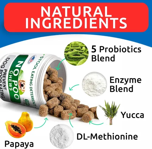 Vista 5 de BARK&SPARK Masticables sin caca para perros, coprofagia y disuasorio para comer heces con probióticos, enzimas digestivas y apoyo para el aliento
